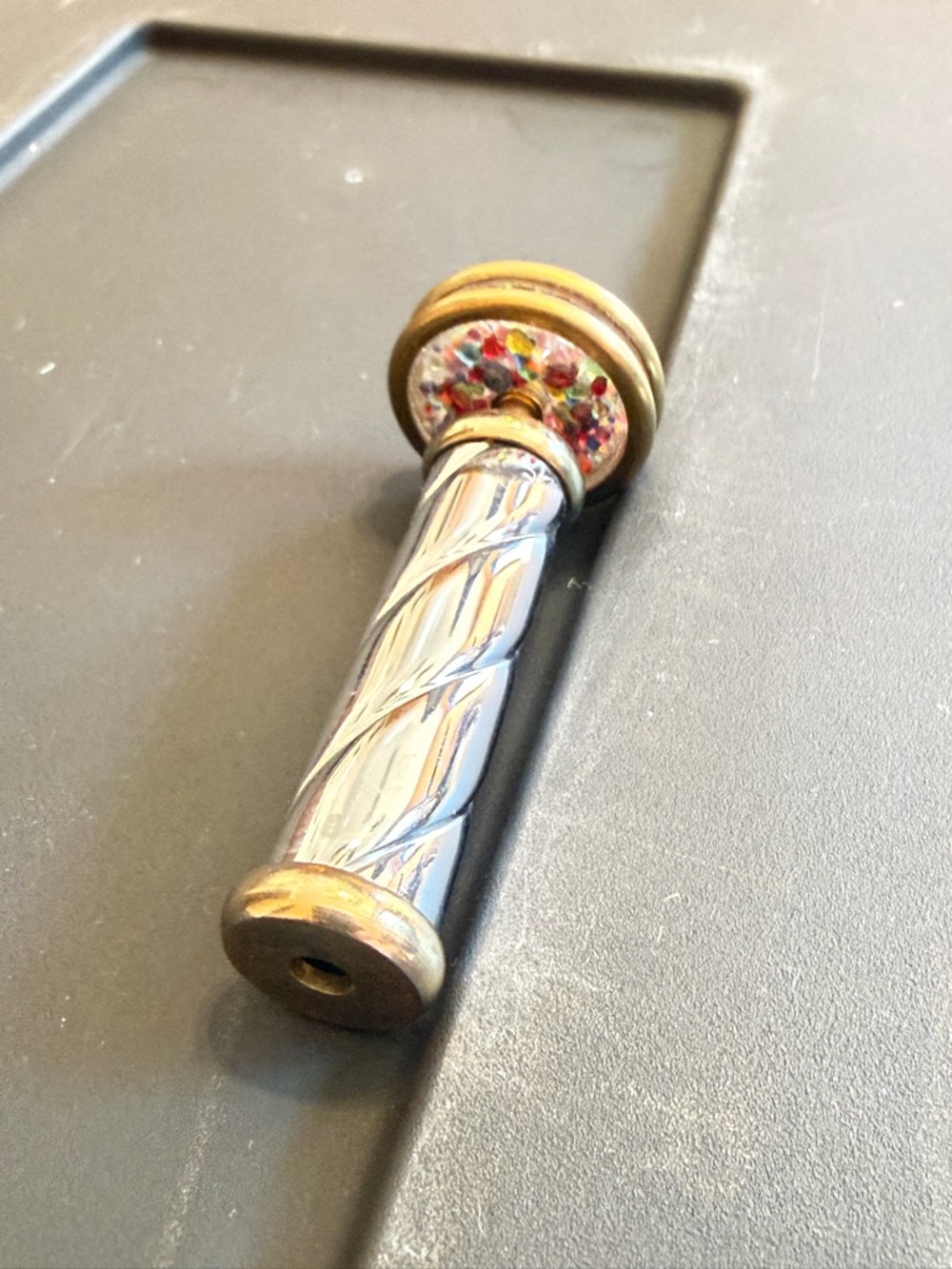 Silver and Gold Twisted Handle Pendant with Multicolor Accent